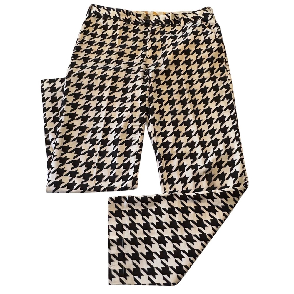 Loudmouth Golf Mens 36x32(actual 30.5L) Black White Houndstooth Stretch Pants